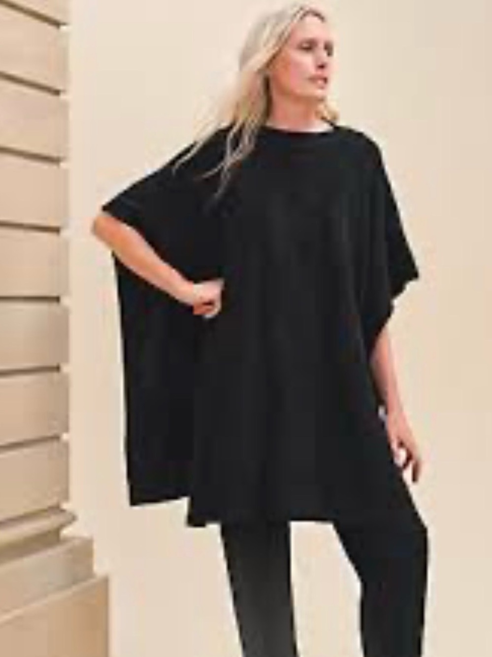Vince black knit cape poncho wool/cashmere blend sweater with zipper detail in L